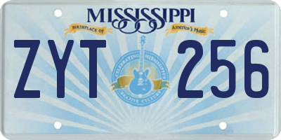 MS license plate ZYT256