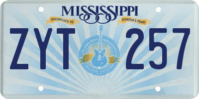MS license plate ZYT257