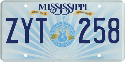 MS license plate ZYT258
