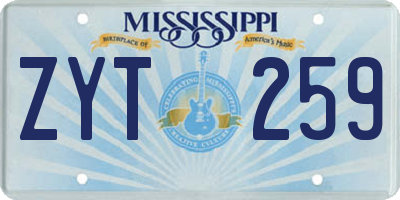 MS license plate ZYT259