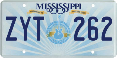 MS license plate ZYT262