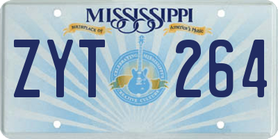 MS license plate ZYT264