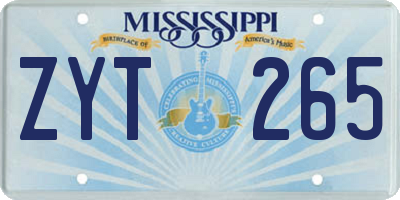 MS license plate ZYT265