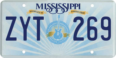MS license plate ZYT269
