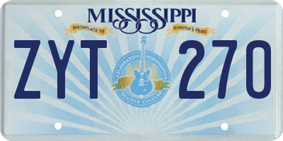 MS license plate ZYT270