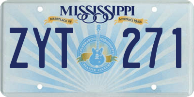 MS license plate ZYT271