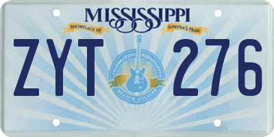 MS license plate ZYT276