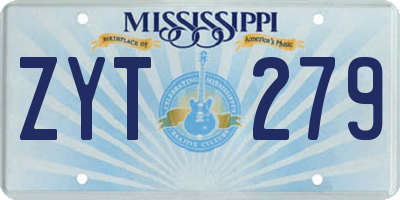 MS license plate ZYT279