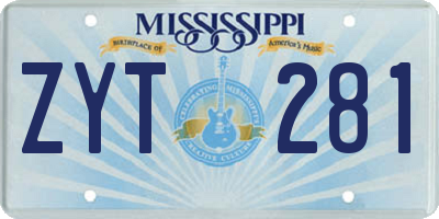 MS license plate ZYT281