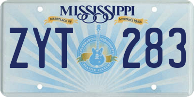 MS license plate ZYT283