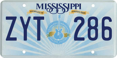 MS license plate ZYT286
