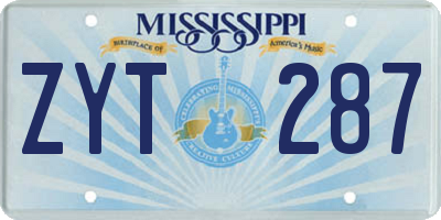 MS license plate ZYT287