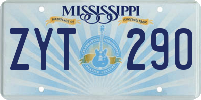 MS license plate ZYT290