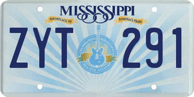 MS license plate ZYT291