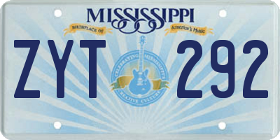 MS license plate ZYT292