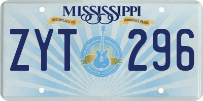 MS license plate ZYT296