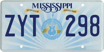 MS license plate ZYT298
