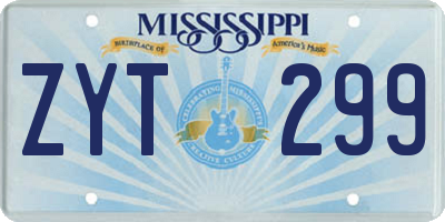 MS license plate ZYT299