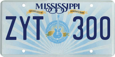 MS license plate ZYT300
