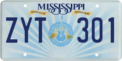MS license plate ZYT301