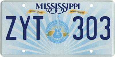 MS license plate ZYT303