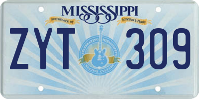 MS license plate ZYT309