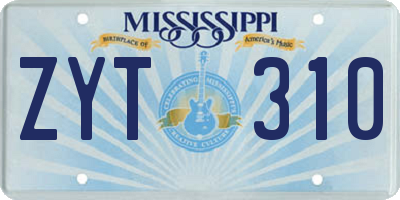 MS license plate ZYT310