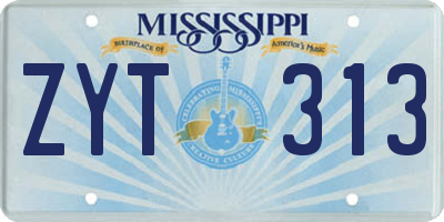 MS license plate ZYT313