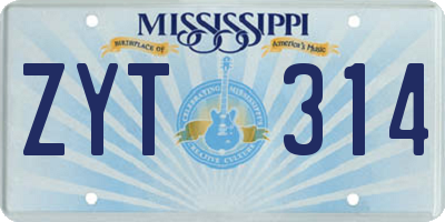 MS license plate ZYT314