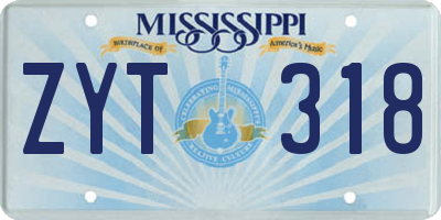 MS license plate ZYT318