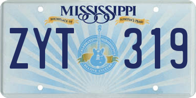 MS license plate ZYT319