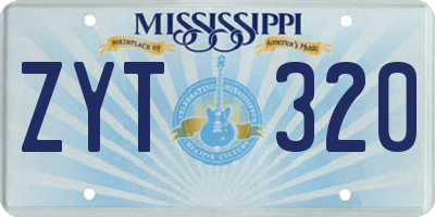 MS license plate ZYT320
