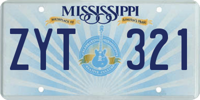 MS license plate ZYT321