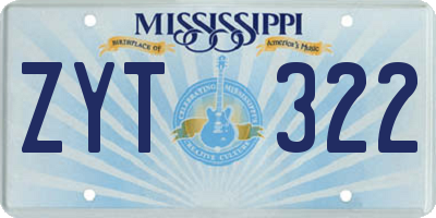 MS license plate ZYT322