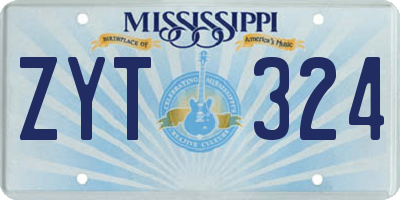 MS license plate ZYT324