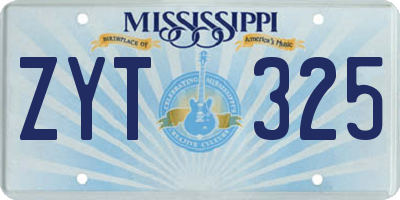 MS license plate ZYT325