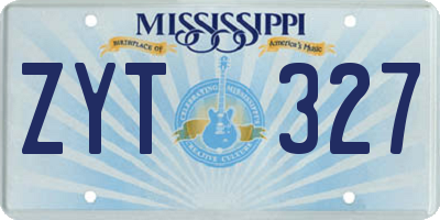 MS license plate ZYT327