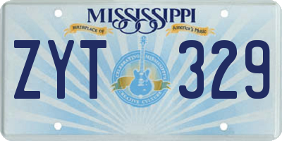 MS license plate ZYT329