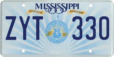 MS license plate ZYT330
