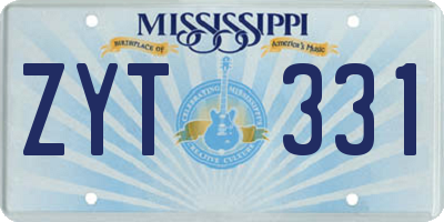 MS license plate ZYT331