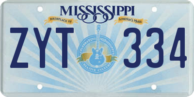 MS license plate ZYT334