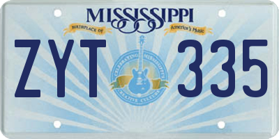 MS license plate ZYT335