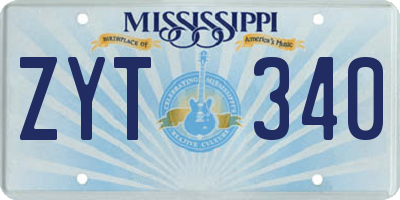 MS license plate ZYT340