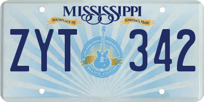 MS license plate ZYT342