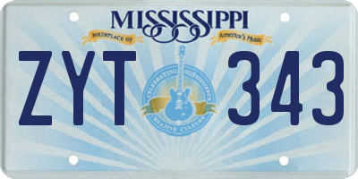 MS license plate ZYT343