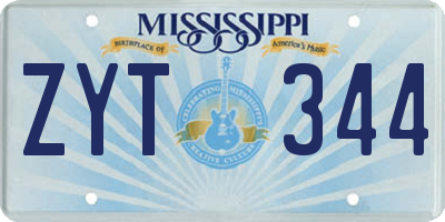 MS license plate ZYT344