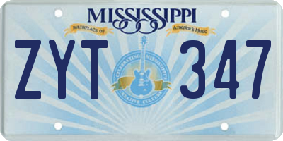 MS license plate ZYT347