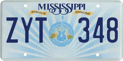 MS license plate ZYT348