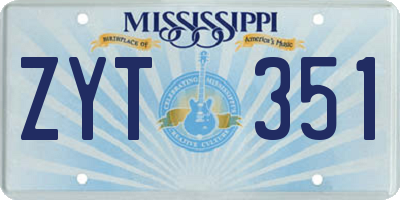 MS license plate ZYT351
