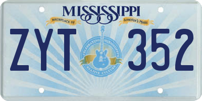 MS license plate ZYT352